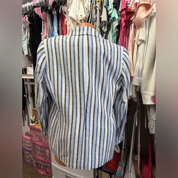 Kasper Blue & White Stripped Blazer Size 12 - Picture 3 of 5